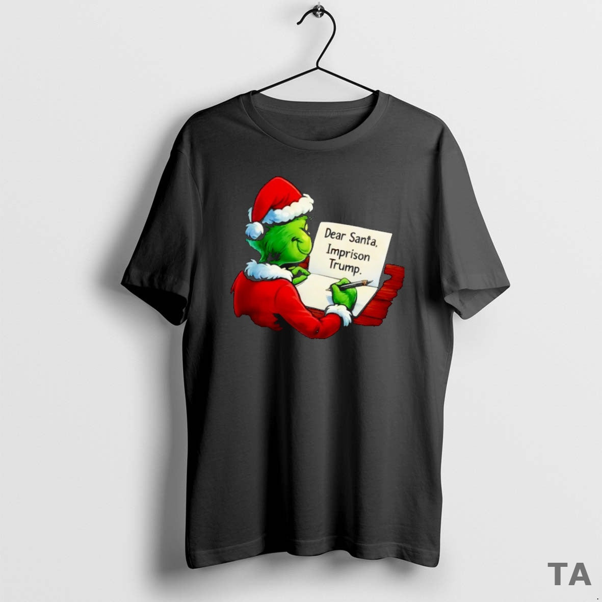 Top Santa Grinch Write Dear Santa Imprison Trump Xmas T Shirt Sweater Hoodie, Sweatshirt | ZylaModa.com