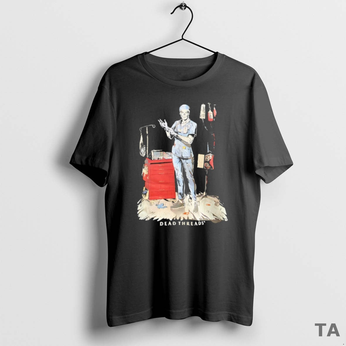 Top Skeleton Nurse Put On Gloves Dead Threads T Shirt Sweater Hoodie, Sweatshirt | ZylaModa.com