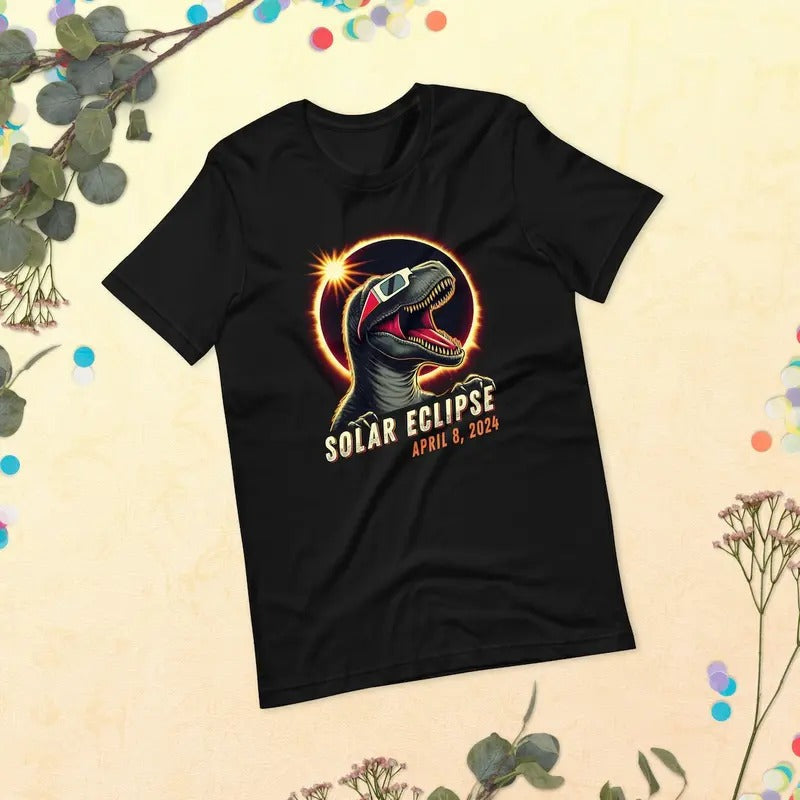 Totality Dinosaur Shirt, Path of Totality Shirt, Dinosaur Astronomy Party, April 8 2024, Total Solar Eclipse shirt...