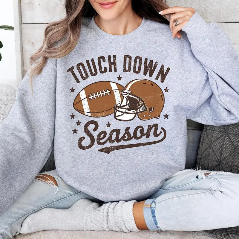 Touch Down Season Sweatshirt, Game Day Sweatshirt, Football Fan Sweater, Autumn Football Season Shirt, Game Season...