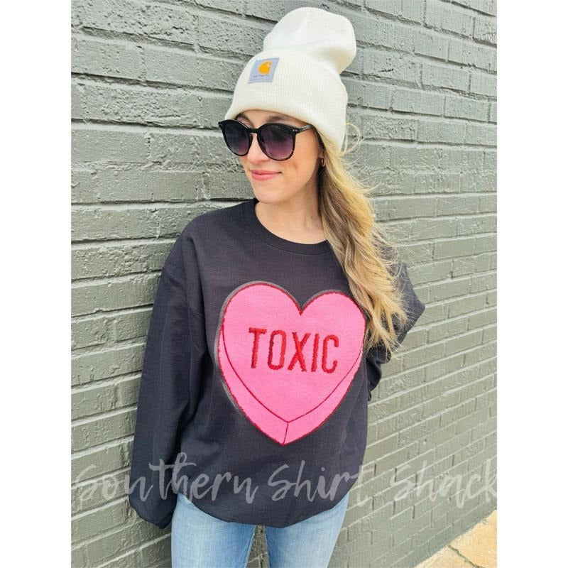 Toxic Heart Patch Sweatshirt | anti valentines Sweatshirt T-Shirts, Hoodie | ZylaModa.com