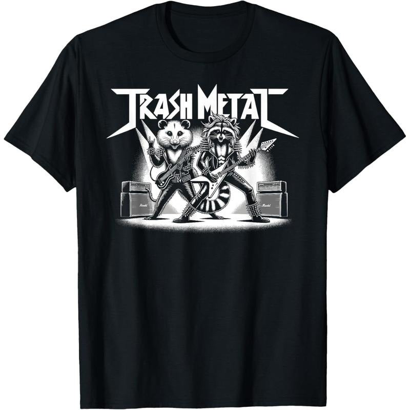 Trash Metal, Opossum Raccoon Metal Music Possum Rocker T-Shirt made in us Hoodie, Sweatshirt | ZylaModa.com