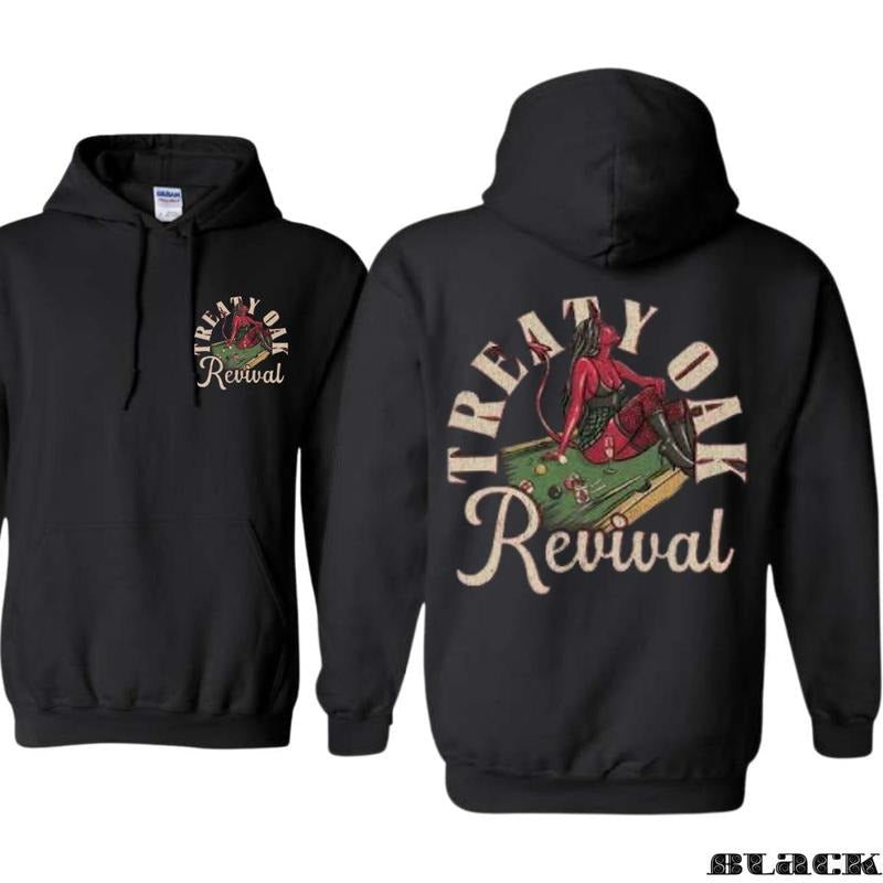 Treaty Oak Revival Devil Hoodie - Featuring a bold "Treaty Oak Revival" devil girl design, perfect for those who love...