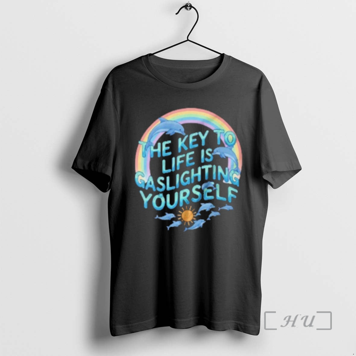 Trending Dolphins The Key To Life Is Gaslighting Yourself T-Shirts, Hoodie, Sweatshirt | ZylaModa.com