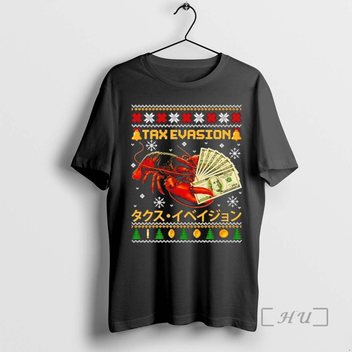 Trending Tax Evasion Lobster Ugly Christmas Black T-Shirts, Hoodie, Sweatshirt | ZylaModa.com
