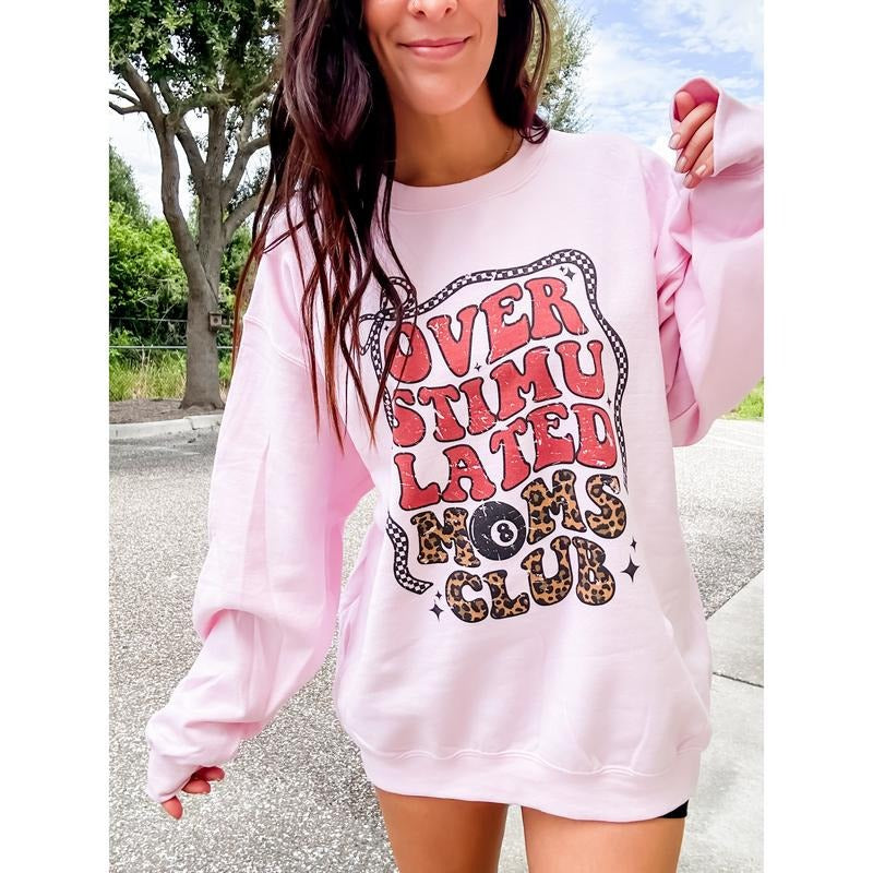 Trendy Overstimulated Mom's Club Graphic Top T-Shirts, Hoodie, Sweatshirt | ZylaModa.com