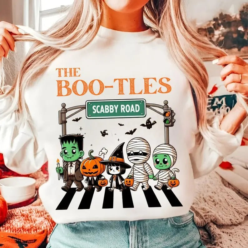 Trick Or Treat SweatShirt, The Boo-tles Parody Halloween T-Shirt, Abbey Road Sublimation Hoodie | ZylaModa.com