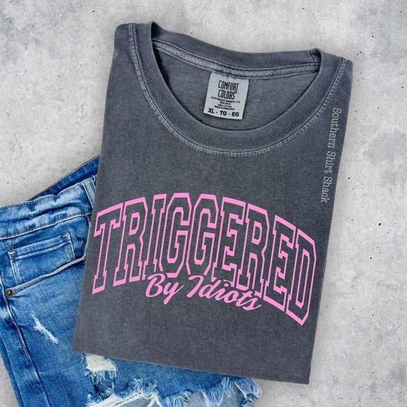 Triggered by idiots  | pepper  comfort colors t shirt Hoodie, Sweatshirt | ZylaModa.com