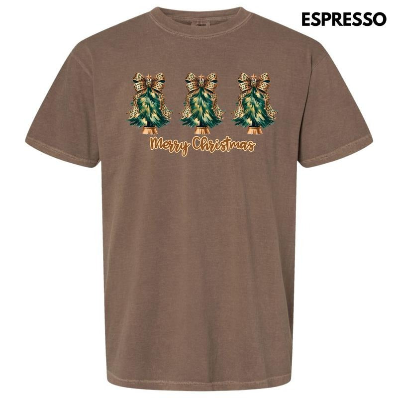 Triple Cheetah Bow Christmas Trees Comfort Colors T-Shirt 'NLB' Hoodie, Sweatshirt | ZylaModa.com