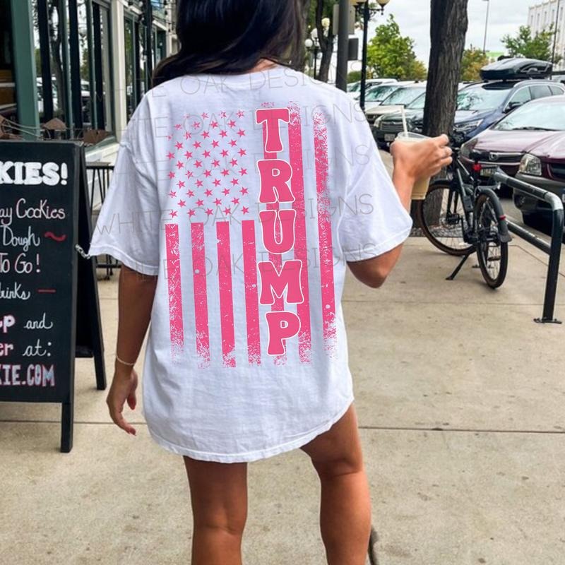 Trump 2024 T-shirt Pink Trump Shirt American Flag Pink 45 47 Tee MAGA Shirt Election T-shirt Women's Trump T-shirt...