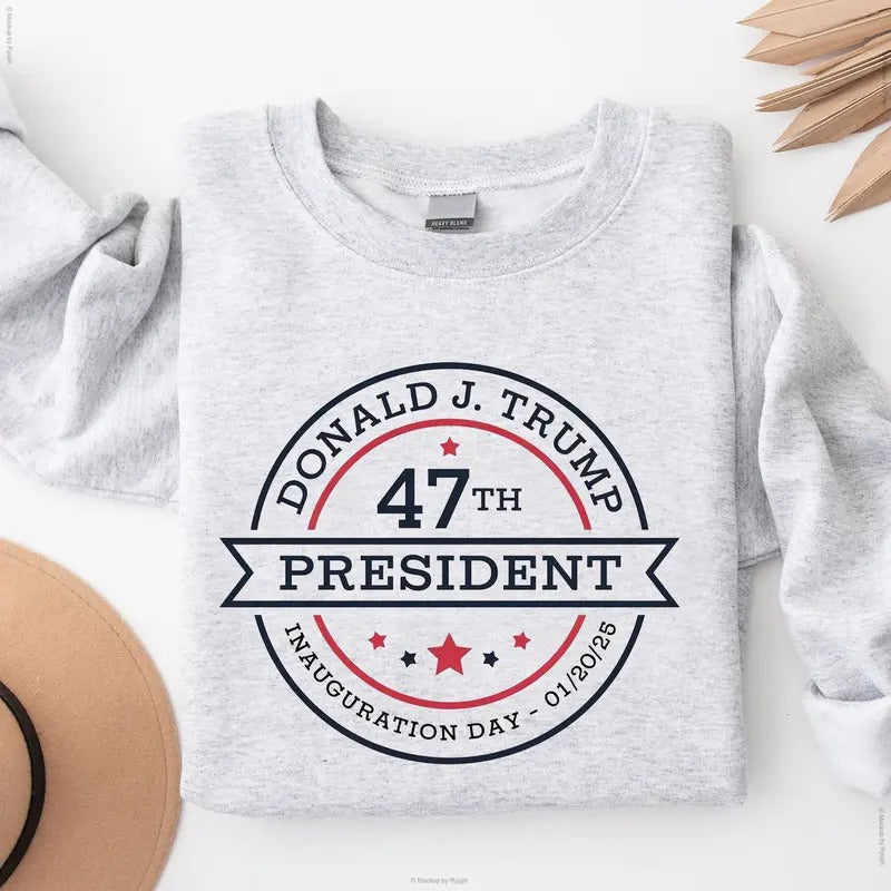 Trump Inauguration Inauguration Day 2025 Sweatshirt, 47th President Trump Memorabilia Graphic Printed Unisex Classic...