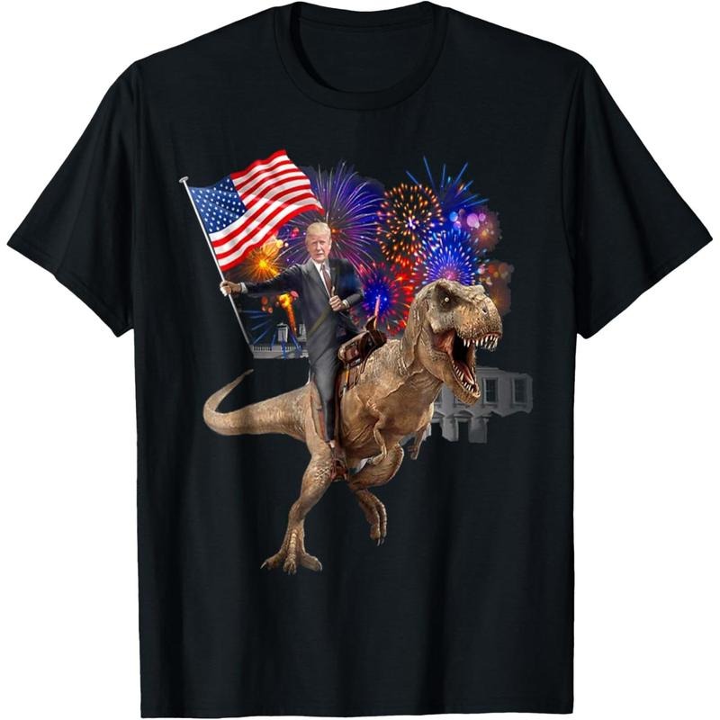 Trump Riding a Dinosaur T-rex Suppor Trump 2020 T-Shirt made in usa Hoodie, Sweatshirt | ZylaModa.com