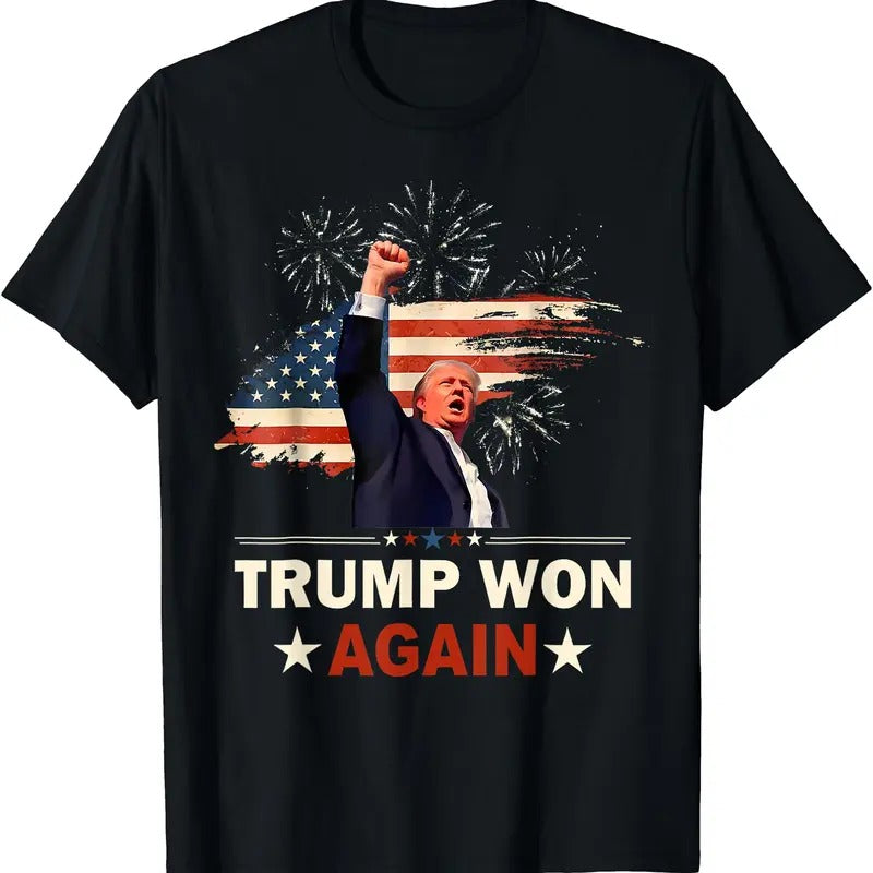 Trump Won Again 2024 Election President 47 th American Flag T-Shirt Hoodie, Sweatshirt | ZylaModa.com