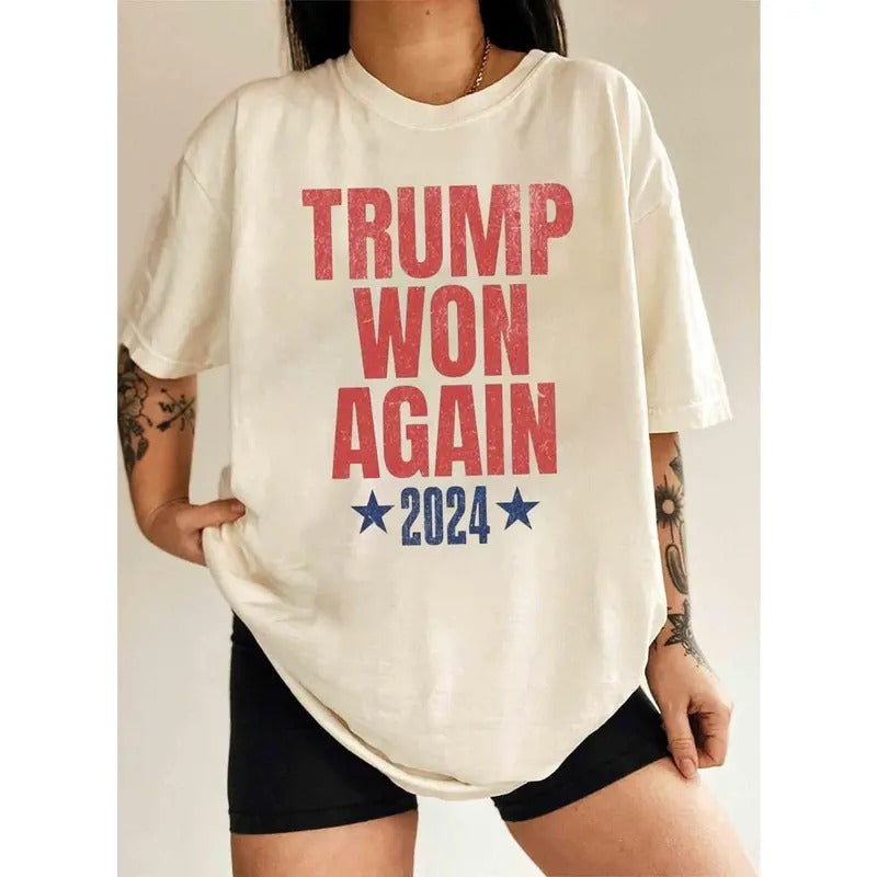 Trump Won Again Shirt, Trump Vance 2024 Shirt, Trump Won Shirt, Patriotic Shirt Hoodie, Sweatshirt | ZylaModa.com