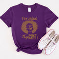 Try Jesus Dont Try Me Rhinestone Transfer ONLY - This is NOT a T Shirt Hoodie, Sweatshirt | ZylaModa.com
