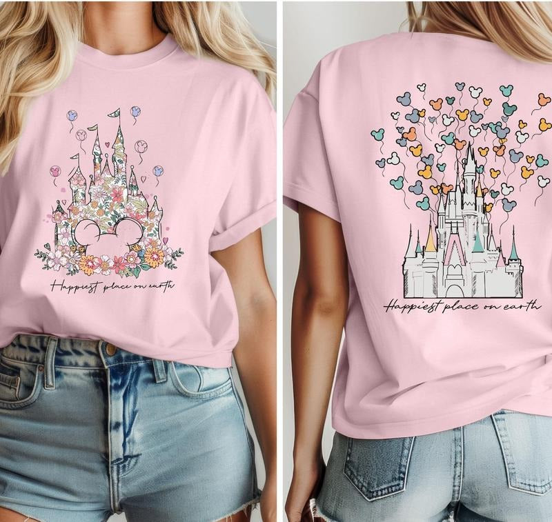 Two sides Happiest Place On Earth Tshirt Sweatshirt, Magical Castle Shirt, Balloons Shirt, Castle Shirt, Magic Castle...