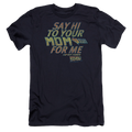 Back To The Future Say Hi - Men's Premium Slim Fit T-Shirt Hoodie, Sweatshirt | ZylaModa.com