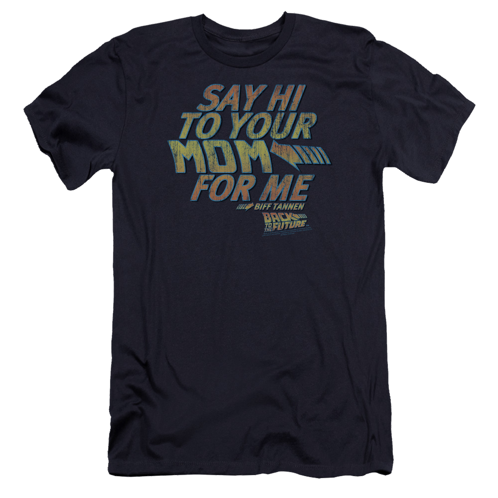 Back To The Future Say Hi - Men's Premium Slim Fit T-Shirt Hoodie, Sweatshirt | ZylaModa.com