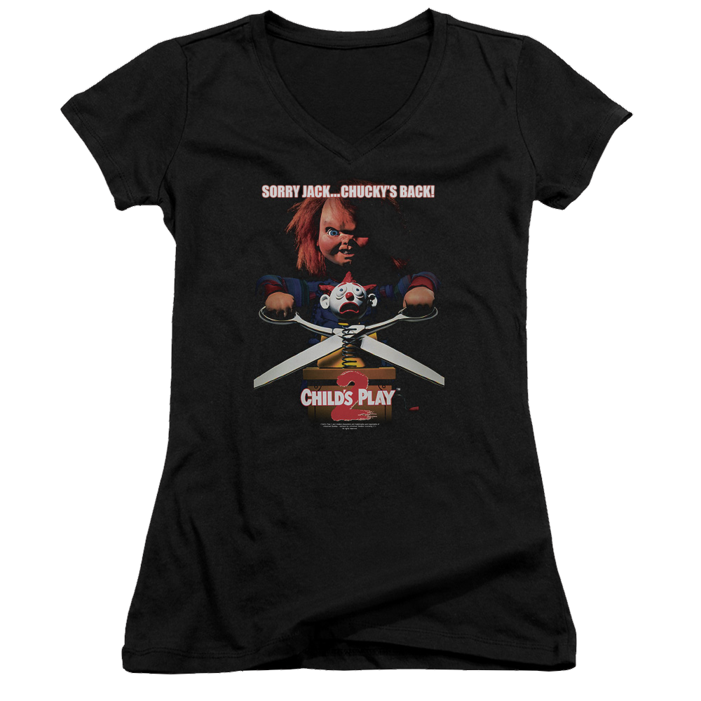 Child's Play Chuckys Back - Juniors V-Neck T-Shirt Hoodie, Sweatshirt | ZylaModa.com