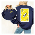 UNO - Yellow Reverse Card, Funny Sweater Casual Street Style Fleece Crewneck Pullover Sweatshirt Tops Trendy for Women...