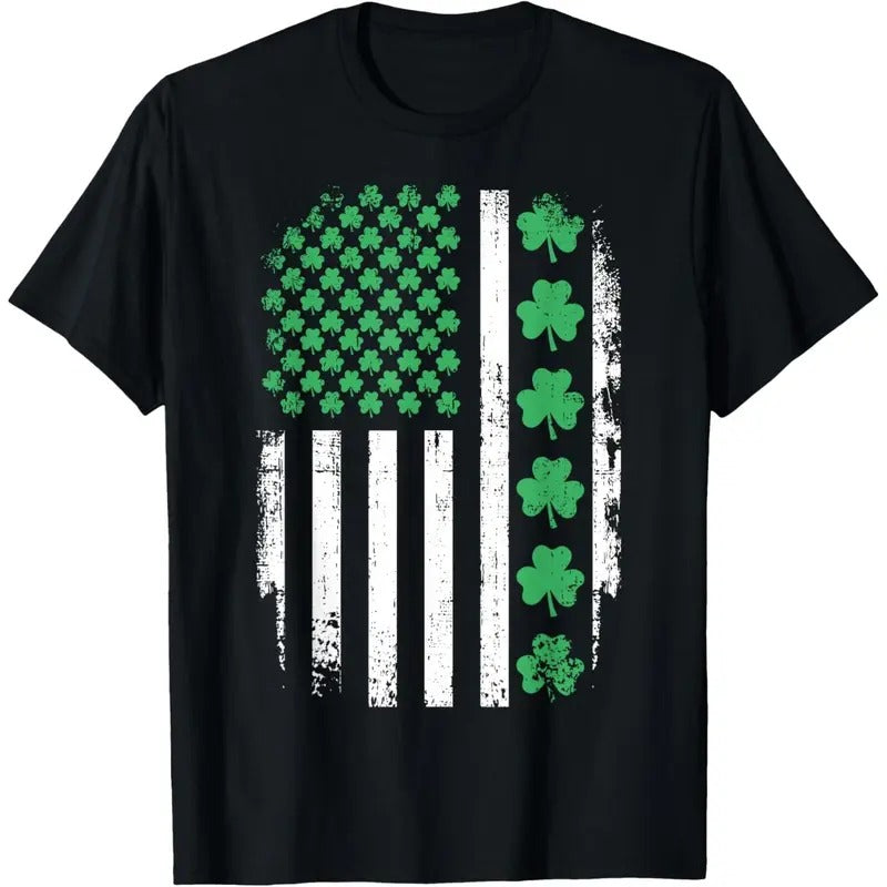US American flag with shamrocks for St Patricks day T-Shirt made in USA Hoodie, Sweatshirt | ZylaModa.com