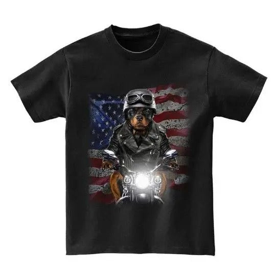 USA America Patriot Rottweiler Ride Motorcycle Dog - Short Sleeve Unisex, Men Made in USA T-Shirts, Hoodie, Sweatshirt