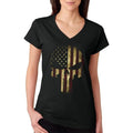 USA Flag Skull Patriotic Women's V-Neck T-Shirt Casual Comfort Hoodie, Sweatshirt | ZylaModa.com