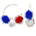 USA Pom Pom Hoop Earrings T-Shirts, Hoodie, Sweatshirt | ZylaModa.com