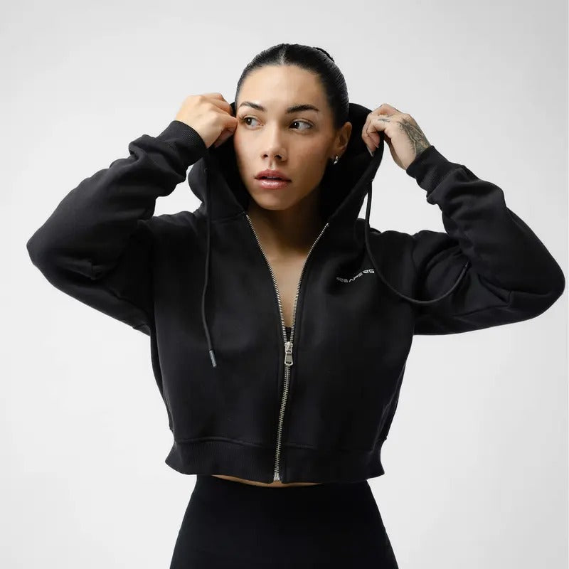 Ultra-Soft Gymreapers Skull Cropped Hoodie Womenswear Comfortable Women Sweaters Fleece Tops Cotton Polyester Long Sleeve...