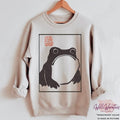 Unimpressed Frog Sweatshirt- Japanese Aesthetic by Matsumoto Hoji, Organic Unisex Sweatshirt, Vintage Style Art...