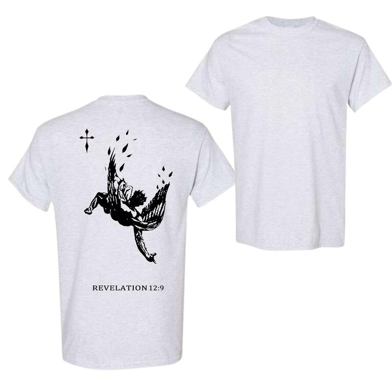 Unisex Men's Angel & Letter Print Round Neck Drop Shoulder Tee, Tee Gift for Friends, Available in All Sizes Hoodie,...