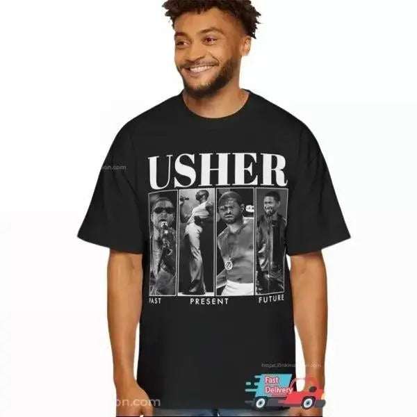 Usher Past Present Future Concert Retro 90s T-shirt Menswear Top Hoodie, Sweatshirt | ZylaModa.com