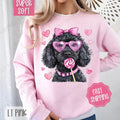 Valentine Black Doodle Sweatshirt, Valentine's Day Crewneck, Cute Women's Sweater T-Shirts, Hoodie | ZylaModa.com