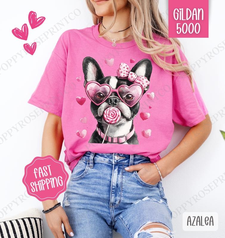 Valentine Boston Terrier Shirt Gildan, Valentine's Day Women's Tee, Cute Women's Tshirt Plus Sizes Hoodie, Sweatshirt