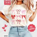 Valentine Bows Shirt Comfort Colors, Valentine's Day Women's Tee, Holiday Women's Tshirt Hoodie, Sweatshirt | ZylaModa.com