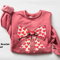 Valentine Day Heart Coquette Bow Sweatshirt, Retro Bow Shirt, Coquette Bow Heart Sweatshirt, Cupid Valentine Day Sweater,...