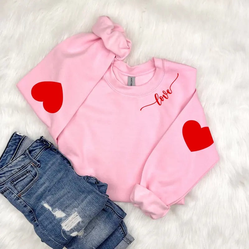 Valentine's Sweatshirt, Heart Elbow Patch, Love Heart Sweatshirt, Heart Arm Patches, Cute Valentine's Sweater, Teacher...