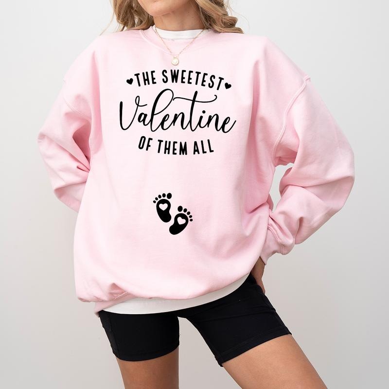 Valentines Day Pregnancy Announcement Sweatshirt Pregnant Sweetest February Baby Maternity Sweater February Gender Reveal...