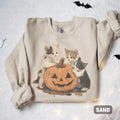 Vintage 90s Cat Pumpkin Halloween Sweatshirt, Retro Halloween Shirt, Spooky Season Shirt, Pumpkin Shirt, Cat Lover Shirt,...