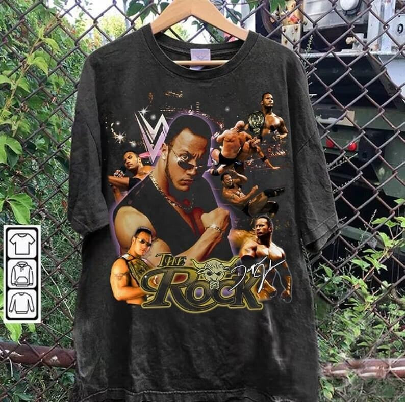 Vintage 90s Graphic Style Dwayne Johnson T-shirt - The Rock T-shirt - American Professional Wrestler Tee For Man and...