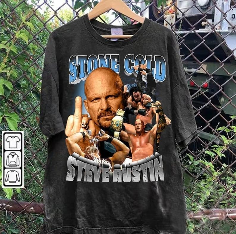 Vintage 90s Graphic Style Steve Austin TT-shirt - Steve Austin T-shirt - American Professional Wrestler Tee For Man and...