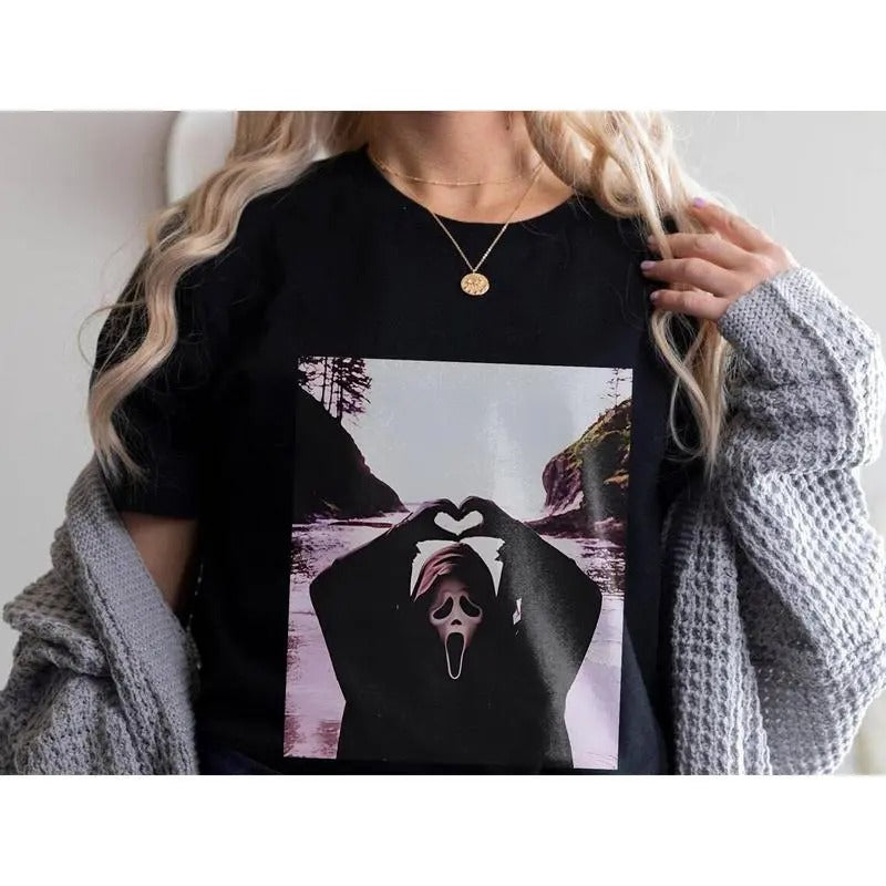 Vintage 90s Halloween Ghostface Heart Hands shirt, Scary Movies Tee, Funny Ghost Face T-Shirt, Horror Characters Club...