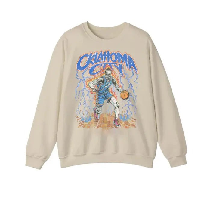 Vintage 90s Oklahoma City Thunder Sweatshirt, Crewneck Thunder Sweatshirt For Women And Men T-Shirts, Hoodie | ZylaModa.com