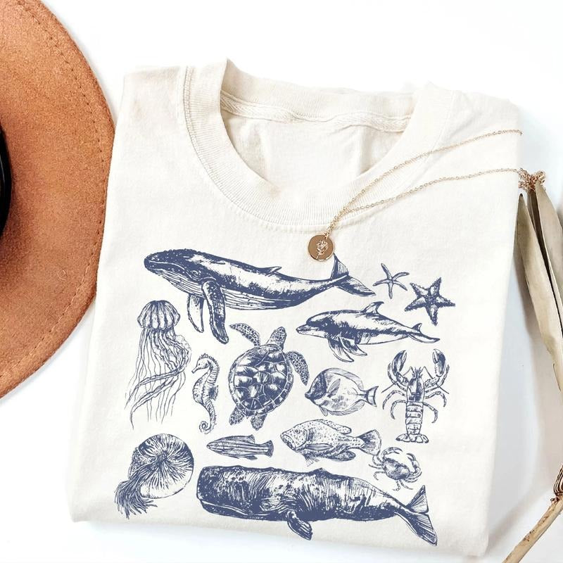 Vintage 90s Sea Animals t-shirt, Ocean Animals Shirt, Retro Sea Life Tee, Sea Animals Shirt, Retro Ocean Shirt, Vintage...