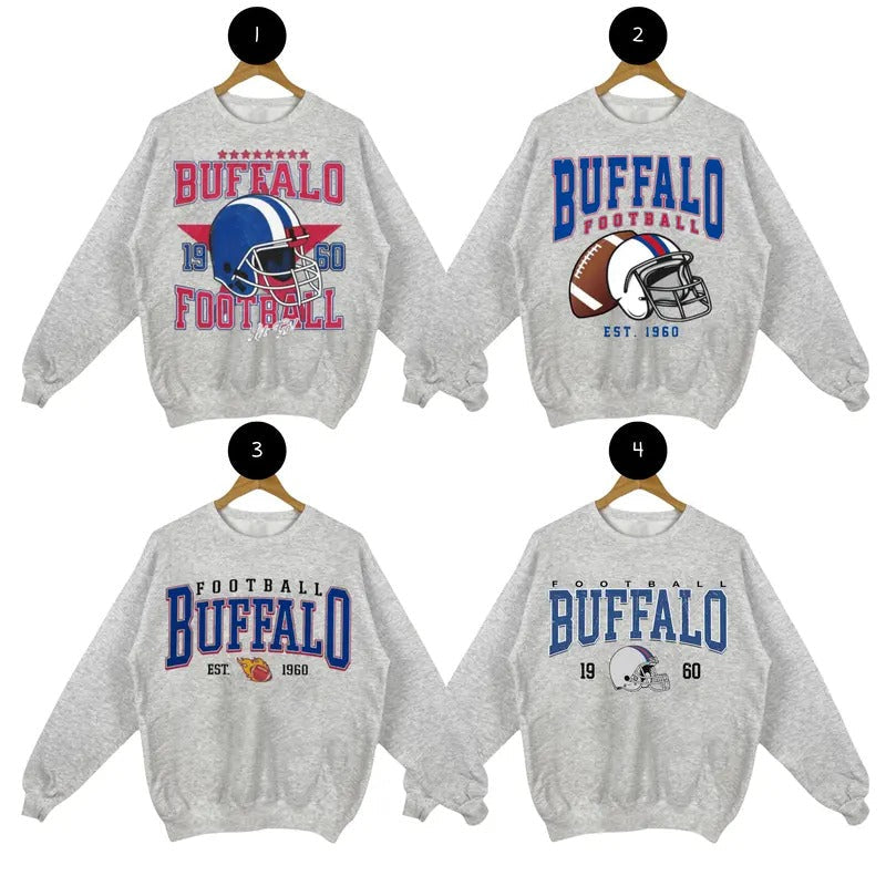 Vintage Buffalo Football Sweatshirt, Football Crewneck Sweatshirt, Football Fan Gift, Vintage Football Sweatshirt...