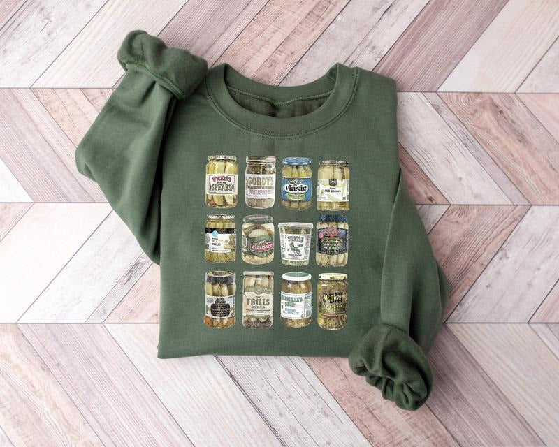 Vintage Canned Pickles Sweatshirt Pickle Shirt Viral Pickle Sweatshirt Pickle Lovers Shirt Pickle Crewneck Sweatshirt...