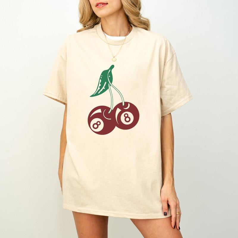 Vintage Cherry 8 Ball 90s Graphic T-Shirt, Retro Billard Lovers Oversized Shirt, Cool 2000s Billard Gift Hoodie, Sweatshirt