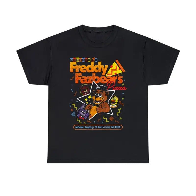 Vintage Five Nights at Freddy's T-Shirt Retro Gaming Cotton Graphic Tee Hoodie, Sweatshirt | ZylaModa.com