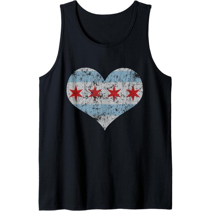 Vintage Flag of Chicago Heart Home Men Women Kids Tank Top MADE IN USA T-Shirts, Hoodie, Sweatshirt | ZylaModa.com