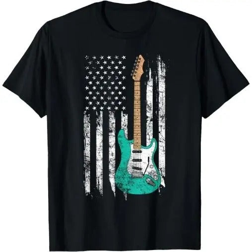 Vintage Guitar - American US Flag T-Shirt Made in USA Hoodie, Sweatshirt | ZylaModa.com